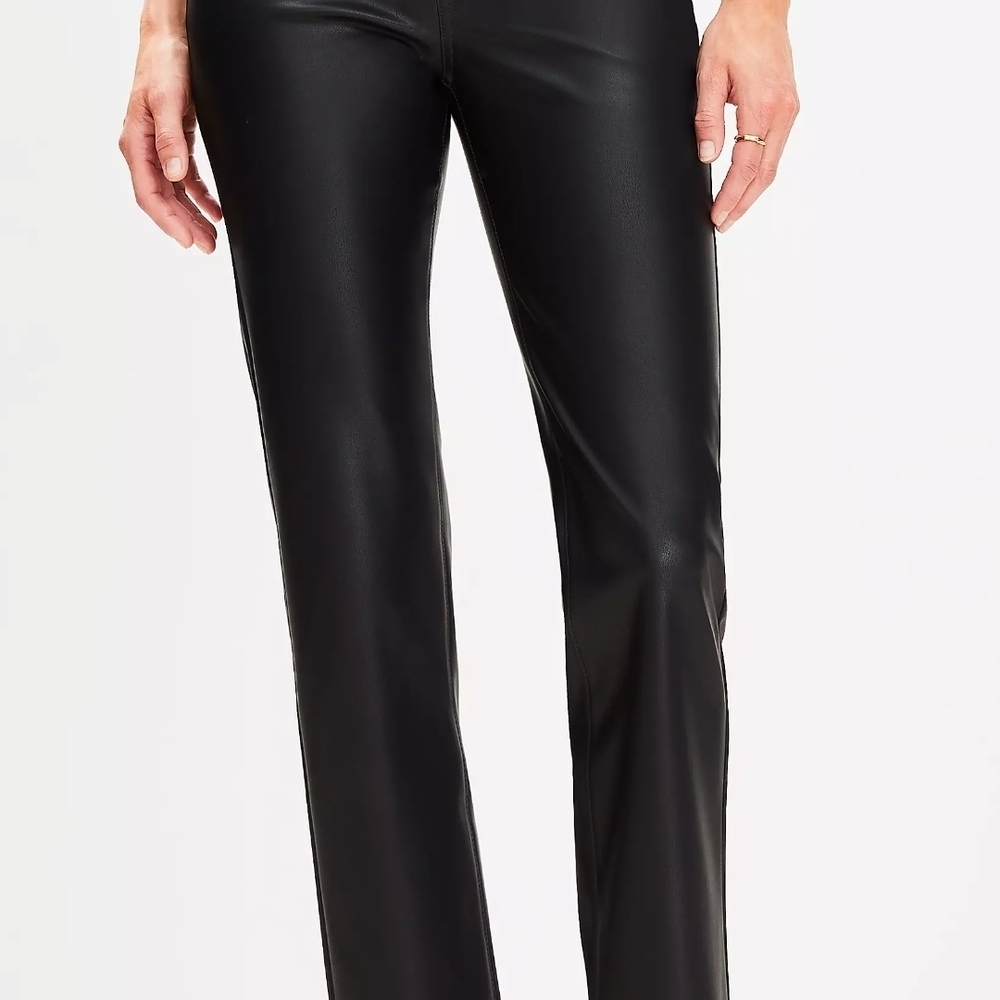 LOFT Imitation Leather Classic Black Straight Leg Trousers